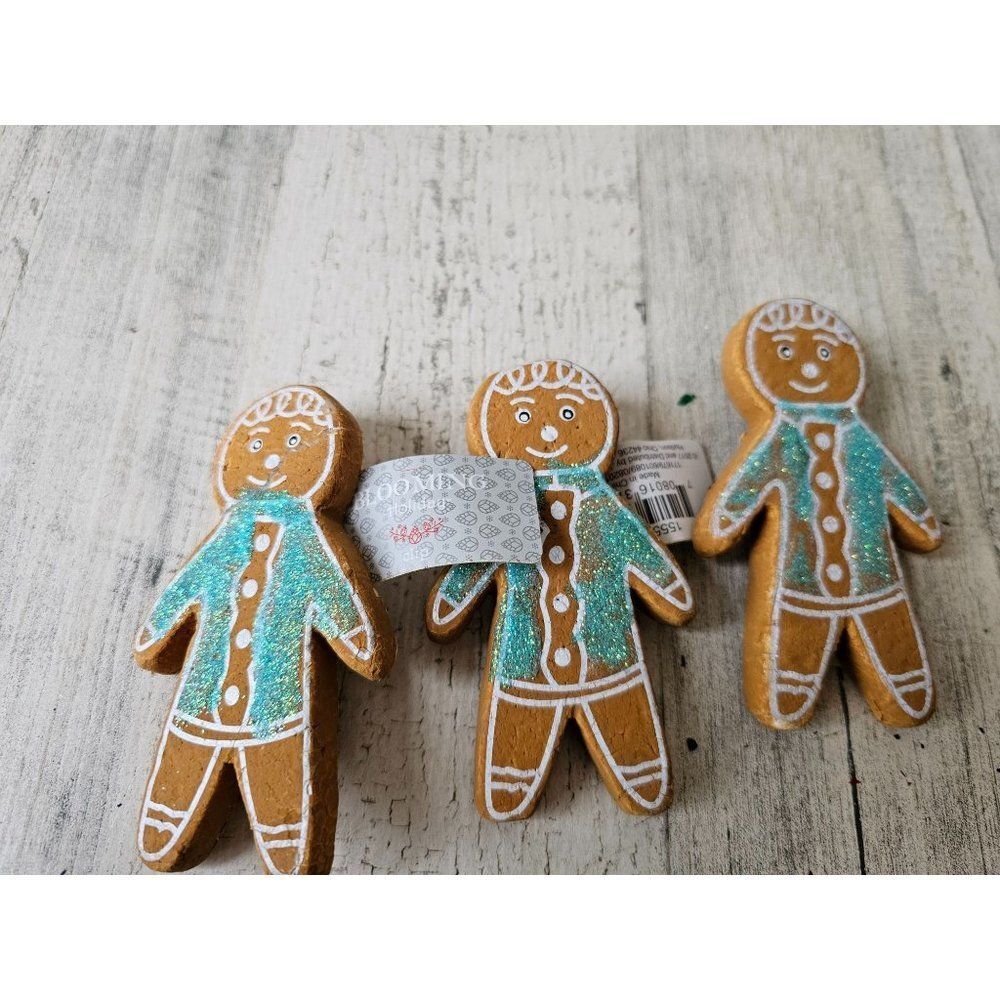 Gingerbread clip-on clips ornament Xmas tree set styrofoam